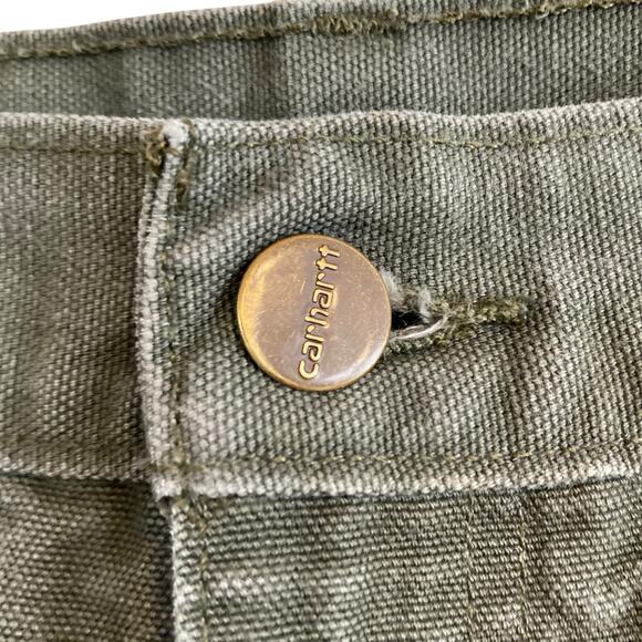 Mens Carhartt Drab Military Green Loose Original Fit Work Denim Jeans Size 36x32 - Picture 11 of 16